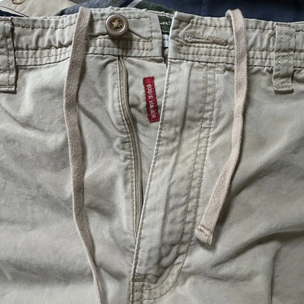 Eddie Bauer Mens Khaki Cotton Drawstring Utility Shorts Size‎ 38 Tan Outdoor